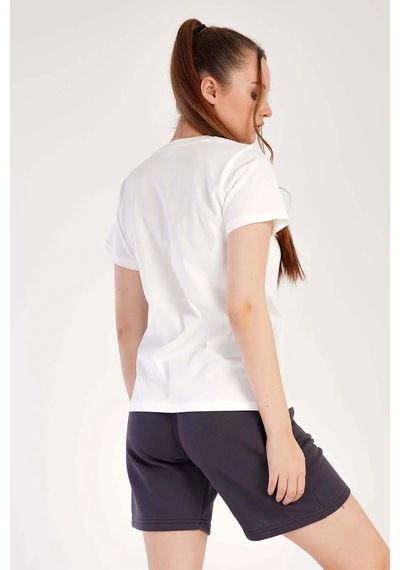 Vienetta Kadın /3 Iplik Kısa Kol Şortlu Pijama Takım, 301011 Beyaz