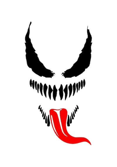 Venom Kırmızı Dil Araç, Araba, Oto, Motorsiklet, Kask, Laptop, Cam Sticker 20x10 Cm