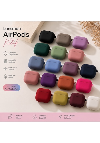Airpods Pro 3 Uyumlu Lansman Premium Silikon Airpods Kılıfı Darbe Korumalı