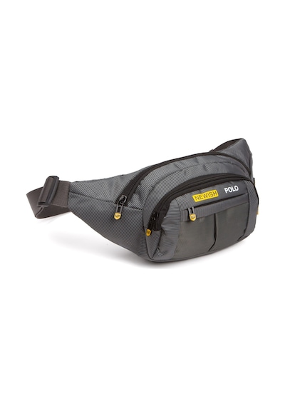 Newish Polo Erkek Kumaş Usb Kulaklık Çıkışlı Crossbody Çapraz Göğüs Omuz Ve Bel Çantası New201 - Gri