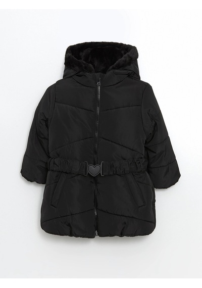 LC Waikiki Lcw Kids Yeni Siyah Kapüşonlu Kız Bebek Şişme Mont New Blaçocuk Kız