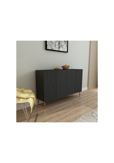 Alben 120 Cm Konsol, Tv Ünitesi, Çok Amaçlı Dolap Antrasit-altın Antrasit-altın Alben 120 Cm Konsol, Tv Ünitesi, Çok Amaçlı Dolap Antrasit-altın Antrasit-altın