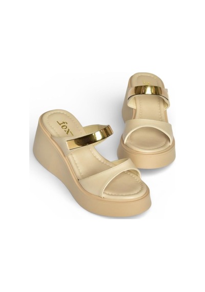 Fox Shoes Y973518609 Bej Kalın Tabanlı Kadın Terlik