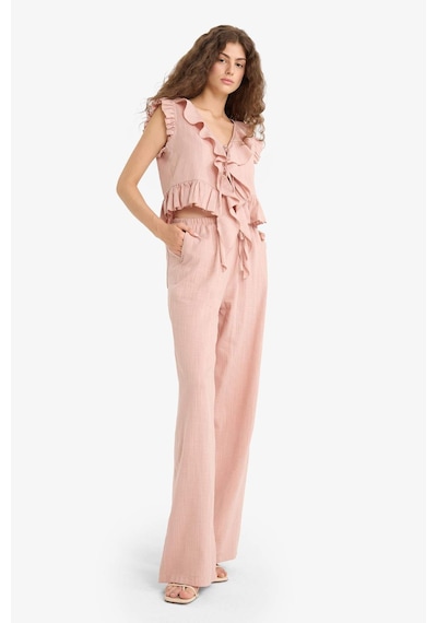 DeFacto Pantolon Wide Leg Çift Cepli Normal Bel Standart Boy D1009AX25SPBR479