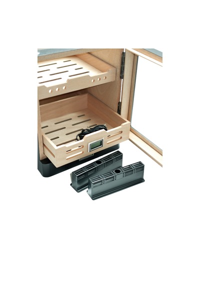 Premiumquality Sucre Aksesuar Çekmeceli İçi Ledli Siyah Sedir Humidor Puro Kutusu - Tr9650
