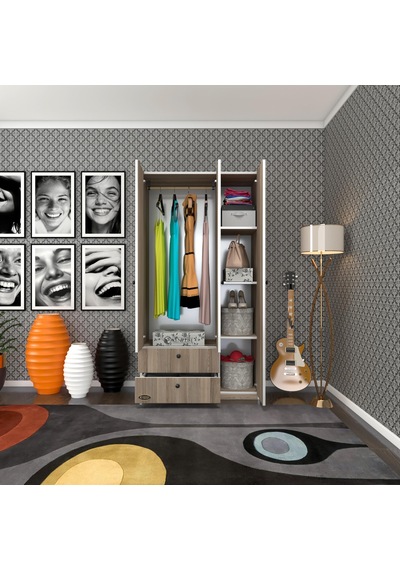 Kenzlife Gardırop 3 Kapılı Kapaklı 2 Çekmeceli Manolya Crd 173 90 42 Gardolap Dolap Ofis