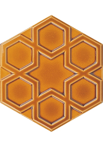 Armada Çini 15x17 Cm Rölyefli Yıldız Karamel Altıgen Çini Karo