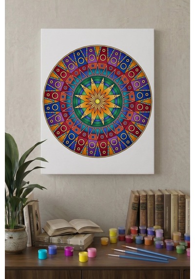 Geometrik Mandala Ahşap Boyama Seti 40x50 Cm