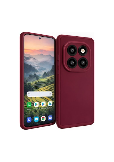 Mi Redmi Note 14 Pro Uyumlu Kamera Çıkıntılı Mat Silikon Telefon Kılıfı Bordo
