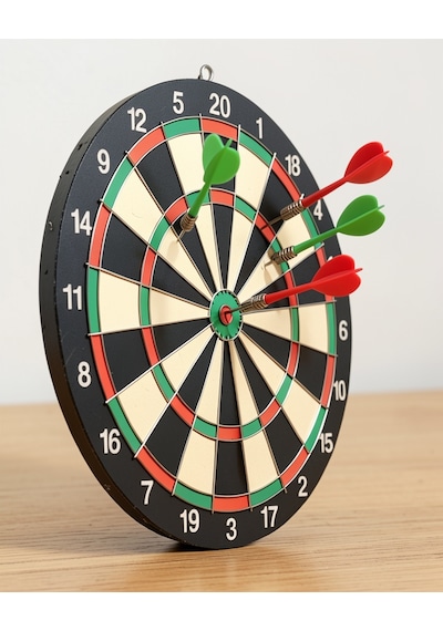 Ahşap 15 İnç Dart Tahtası, Kolay Montajlı, 4 Ok