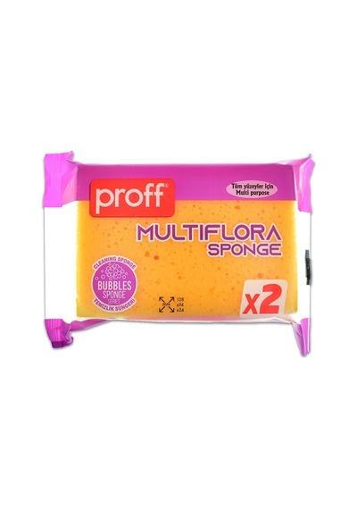 Proff Multiflora 2'li Soft Sünger - 14x9x3 Cm. - Tüm Yüzeyler İçin Bulaşık Süngeri - 5 Paket