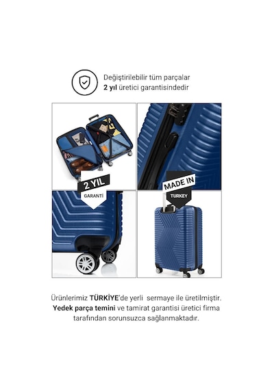 G&d Polo Suitcase Abs Kabin Ve Orta Boy Çivit Mavi 2'li Valiz Seti 600.05-set-ok Mavi