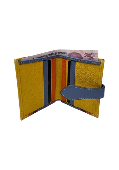 Grande Hakiki Deri Kart Cüzdanı Kartlık Buz Mavi