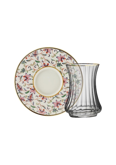 Sandro Moreno 1453 Desen Yağmuru Optik 12 Parça 6 Kişilik Çay Seti 110 Ml Renkli
