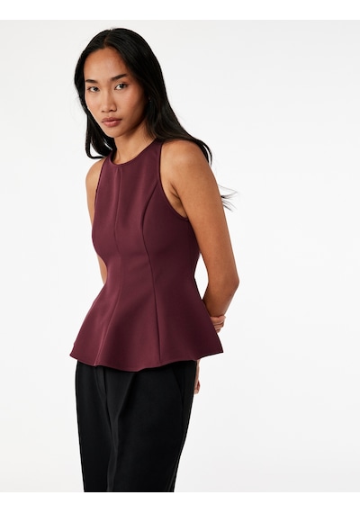 Koton Slim Fit Kolsuz Bisiklet Yaka Peplum Bluz Mor 6wak30003pw Mor