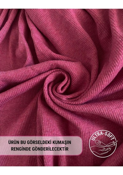 Alya Underwear Kaşkorse Tam Boğazlı Body Sweatshirt, Fitilli Kumaş, Likralı, Gül Kurusu Fuşya Melanj