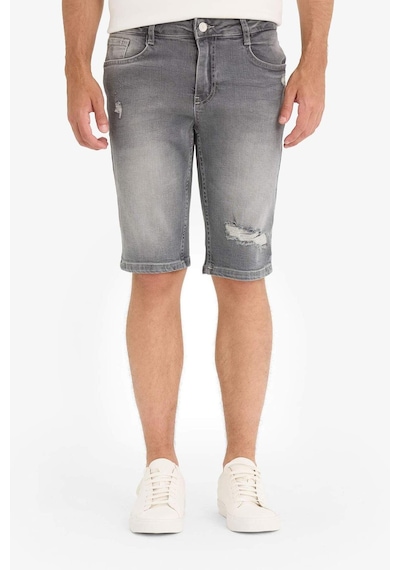 Defacto Slim Fit Dar Kesim Jean Bermuda Şort F4692ax25smnm18 Gri