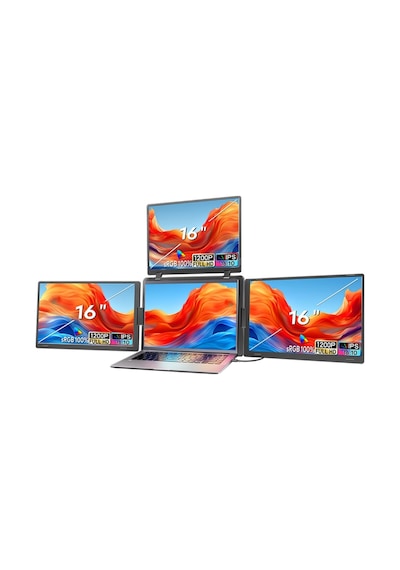 Ultrax 16" Üçlü Taşınabilir Monitör Çoklu Ekran 1200p Notebook Monitör