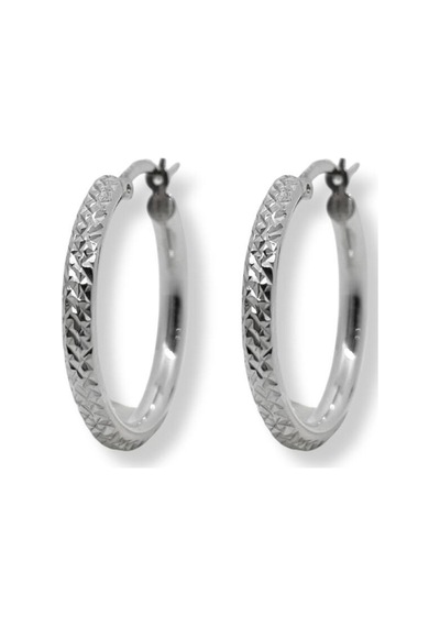 Oya Silver Kalemli Kadın Gümüş Halka Küpe 2.5x2.5cm