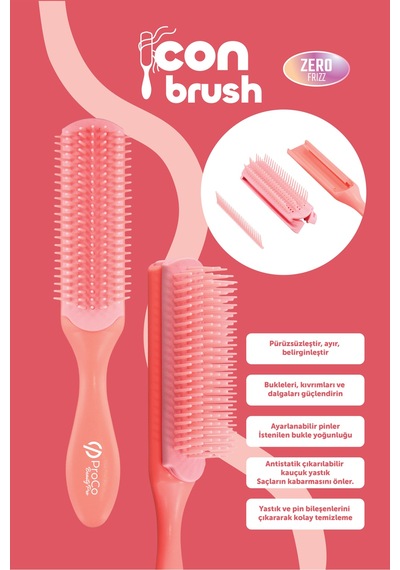 Icon Brush Zero Frizz Saç Fırçası - Bukle Belirginleştirici Ve Şekillendirici Mercan