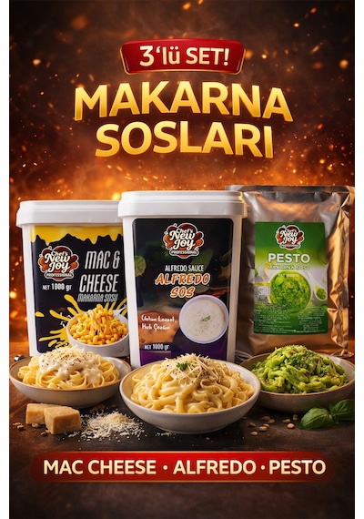 3 Lü Gurme Makarna Sosu Seti - Mac Cheese + Alfredo + Pesto 3 X 1000g
