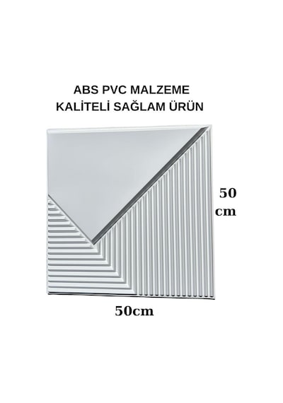 50cmx50cm 1adet Beyaz 3d Abs Çizgili Desenli Pvc Dayanıklı Duvar Paneli Silinebilir Lambiri Model