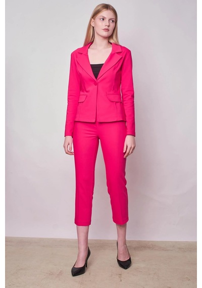 Kadın Yakalı Cep Kapaklı Uzun Kol Hafif Likralı Kumaş Blazer Ceket Pantolon Jument 40076 -fujya Fujya Kadın Yakalı Cep Kapaklı Uzun Kol Hafif Likralı Kumaş Blazer Ceket Pantolon Jument 40076 -fujya Fujya