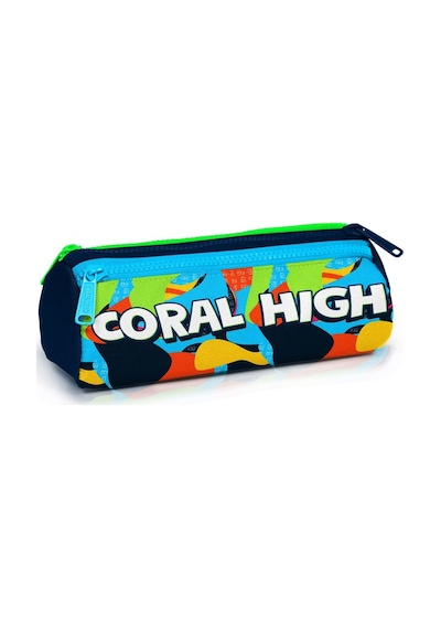 Coral High Mavi Yeşil Erkek Çocuk Üç Bölmeli Okul Kalemliği Çok Renkli