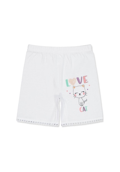 Civil Girls Love Cat Biyeli Uzun Paça 2-10 Yaş Boxer Beyaz