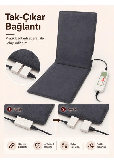 Beylini Omak 220v Elektrikli Sırt Destekli Minder Isıtıcı Termostatlı Kumandalı Ofis Büro Bahçe Ev Koltuk Sandalye El Ayak Sırt Isıtma Minderi 5 Kademeli 35x90 Cm 1