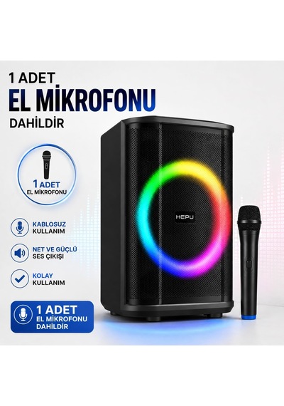 Hp-981 Partybox Bluetooth Hoparlör 6.5 Hoparlör 40w Güç Rgb Işık Tws Destekli