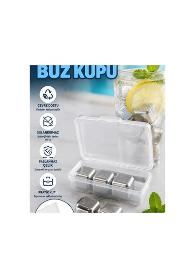 304 Paslanmaz Çelik Metal Buz Küpü Ve Klips Seti Renkli