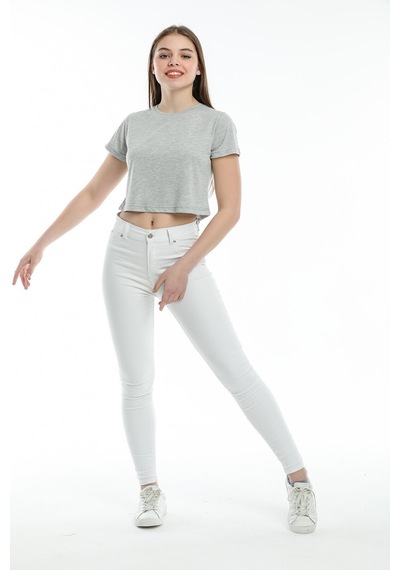 Kadın Crop Örme Tişort Spr21y13 001
