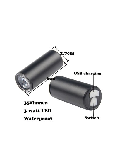 Forte Gt 350 Lümen Raypal Mini Bisiklet Ön Farı Xbyc 6114 Usb Şa Siyah