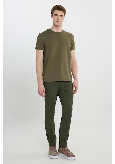 AC&Co / Altınyıldız Classics Erkek Hakı Slim Fit Dar Kesim Bisiklet Yaka Desenli Tişört Haki