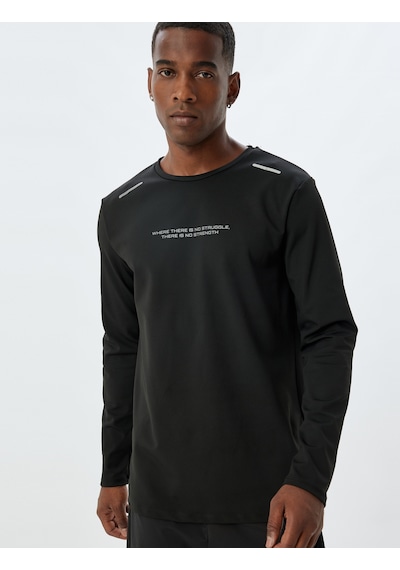 Koton Spor Tişört Slogan Baskılı Uzun Kollu Bisiklet Yaka Reflektör Detaylı Siyah 5wam10065nk Siyah Koton Spor Tişört Slogan Baskılı Uzun Kollu Bisiklet Yaka Reflektör Detaylı Siyah 5wam10065nk Siyah