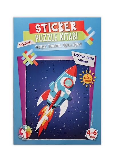 Mert Bebek Sticker Puzzle Kitabı Taşıtlar 4-6 Yaş 170+ Sticker Eğitici Aktivite Kitabı
