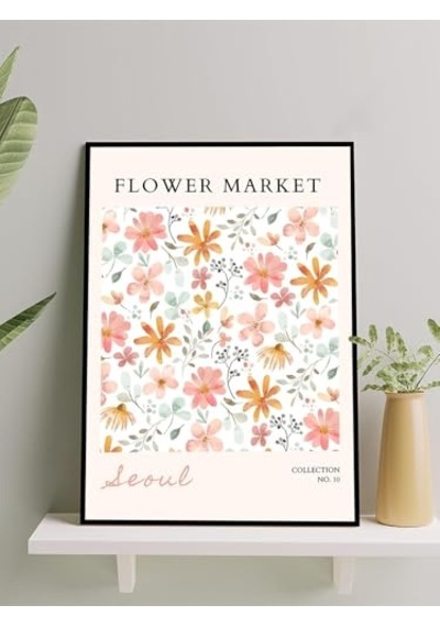 Flower Market Güney Kore Çiçek Pazarı Modern Sanat Çerçeveli Tablo - Çerçeveli Poster