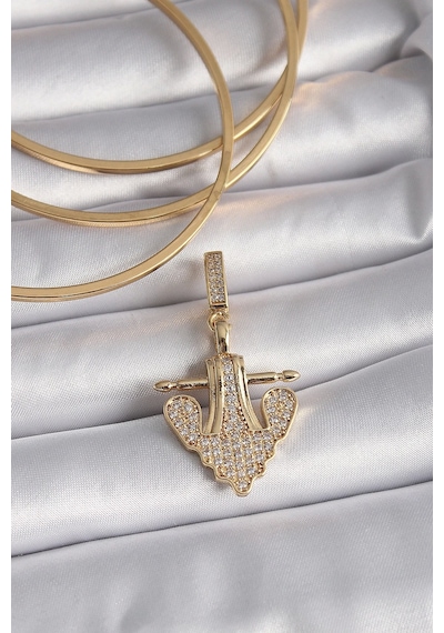 Pirinç Gold Renk Zirkon Taşlı Çapa Model Ajda Charm - Tj-bc1000 Çok Renkli