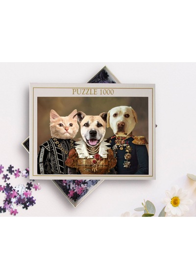 Bk Gift Evcil Dostlara Özel 1000 Parça Profesyonel Puzzle, 3'lü Evcil Dost Portre, Evcil Hayvan Puzzle-1