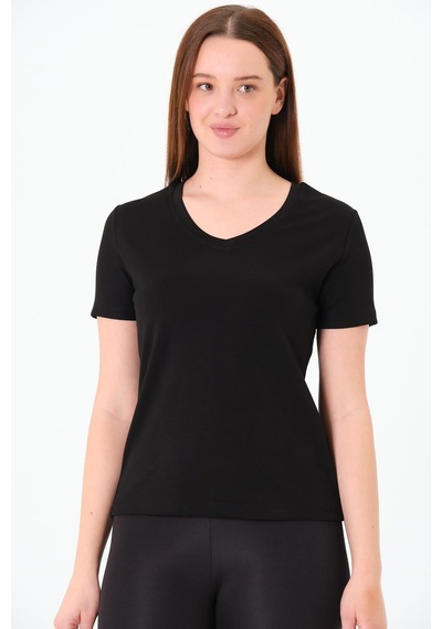 Sortie Collection V Yaka Premium Modal Kumaş Basic Tişört - Siyah