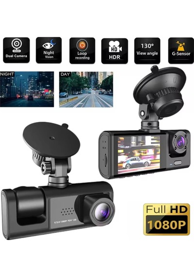 Buğz 3 Kanal Araba Dvr Hd 1080p 3 Lensli Araç İçi Kameraüç Yönlü Kamera Dvr Araç Kamera