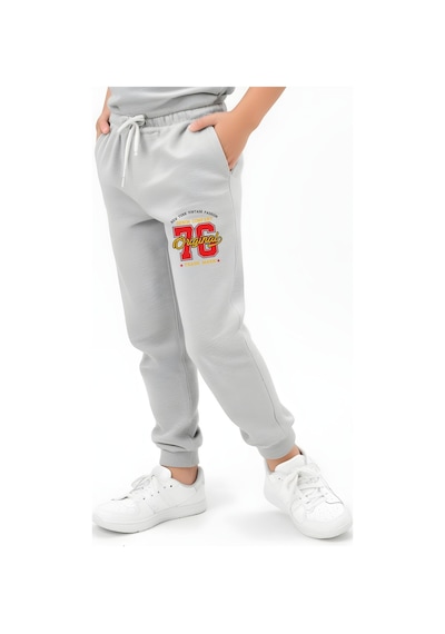 Panios Kids Original 76 Baskılı Erkek Çocuk Jogger Eşofman Altı Gri