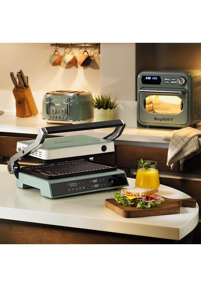 Gem Retro Dijital Izgara & Tost Makinesi 2000 W, 290 212 Mm, Lcd Dokunmatik Kontrol Mint Yeşil