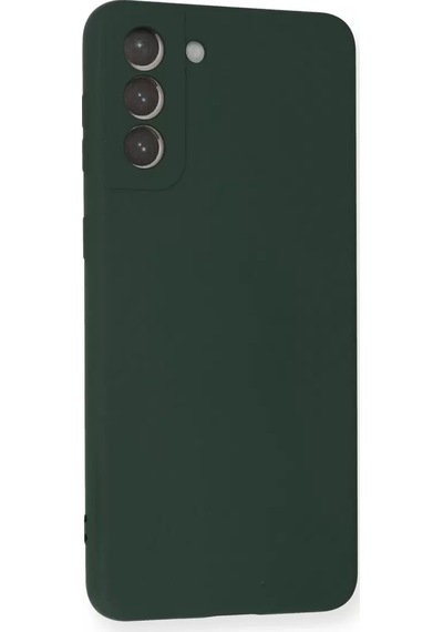 Newface Samsung Galaxy Uyumlu S21 Plus Kılıf Nano İçi Kadife Silikon - Koyu Yeşil Diğer