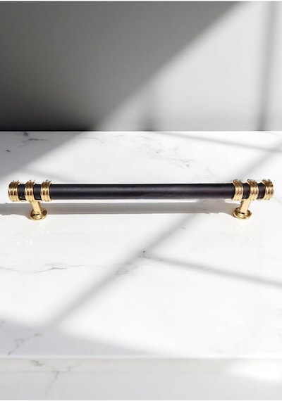 Nesli Alüminyum Metal Lüks Modern Mobilya Çekmece Mutfak Dolabı Kulpu Siyah-altın 128mm 5 Adet Siyah - Altın