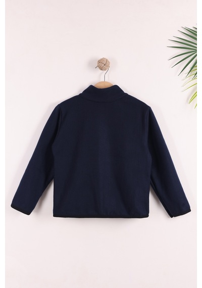 Monox Çocuk Lastik Manşetli Fermuarlı 3 Cepli Unisex Polar Ceket Lacivert