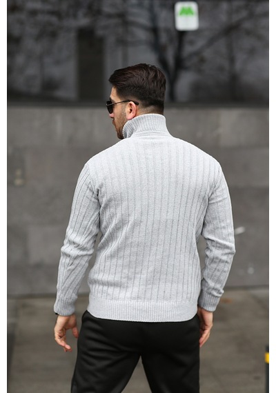 Martino Butik Unisex Balıkçı Yaka Gri Triko Kazak Gri