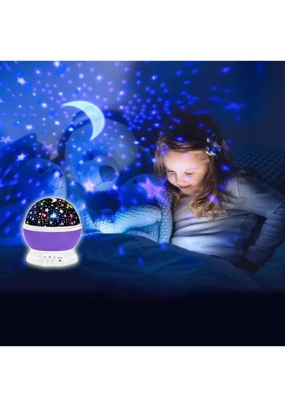 Star Master Masa Lambası, Gökyüzü Projeksiyon Gece Lambası, Yıldızlı Gece Lambası, Dekoratif Ve Şık Tasarım Mor .