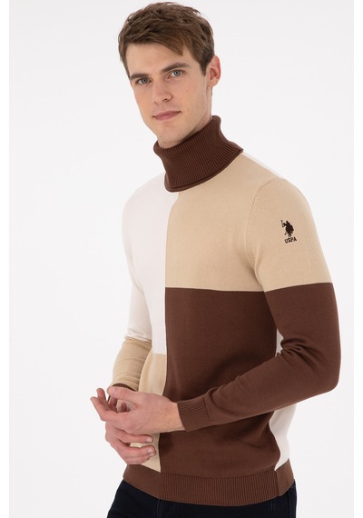 U.S. Polo Assn. Erkek Slim Fit Balıkçı Yaka Kum Kazak 50297057-VR085
